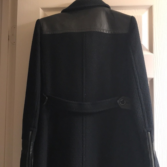 Wool leather trim coat - Picture 7 of 8